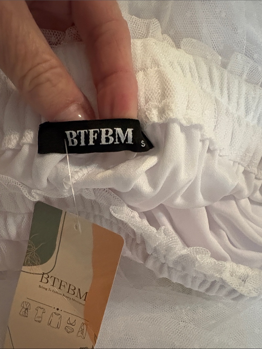 BTFBM MAXI SKIRT White Tiered Dot Mesh tulle NWT Small - Picture 2 of 10